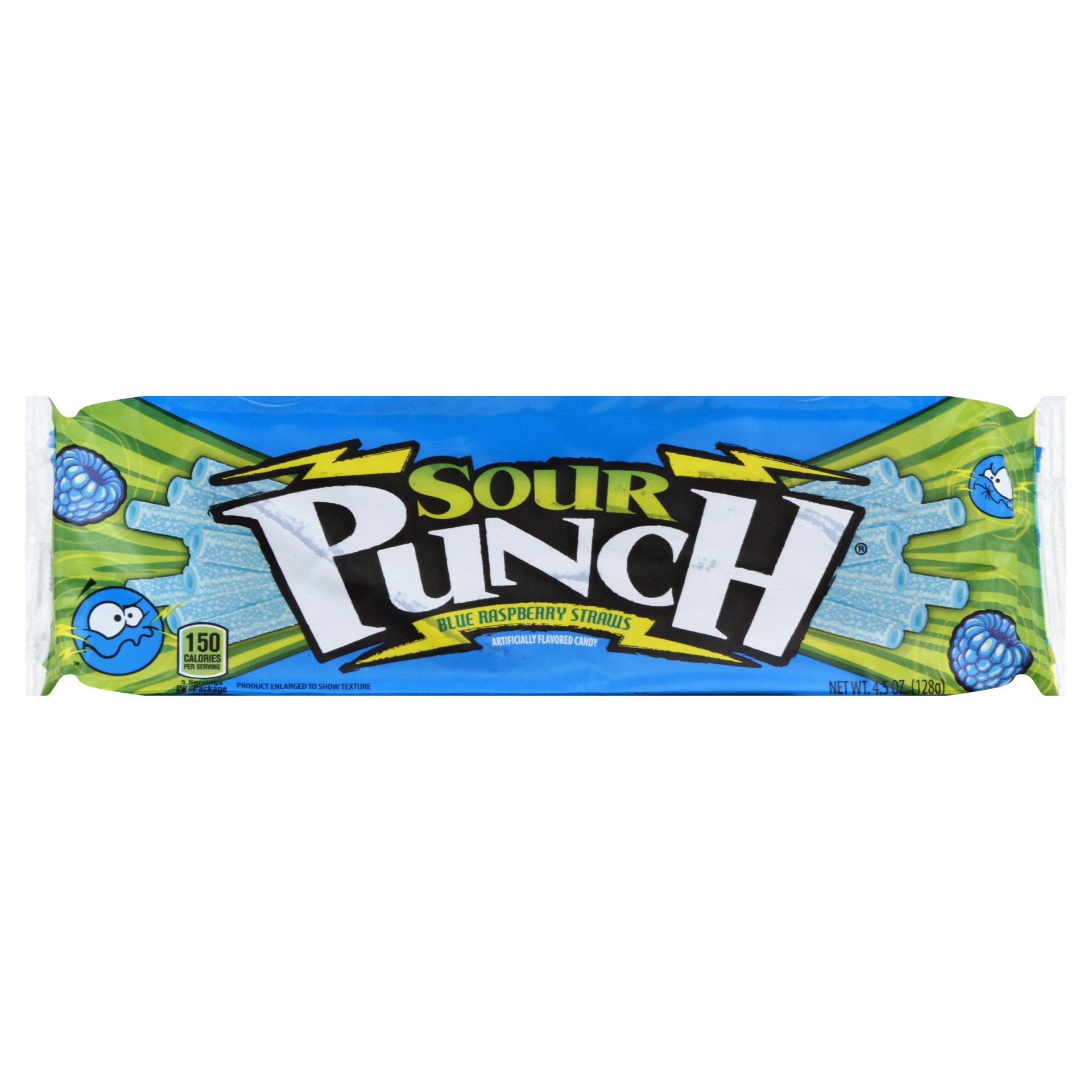 slide 1 of 10, Sour Punch Candy, Blue Raspberry Straws, 4.5 oz