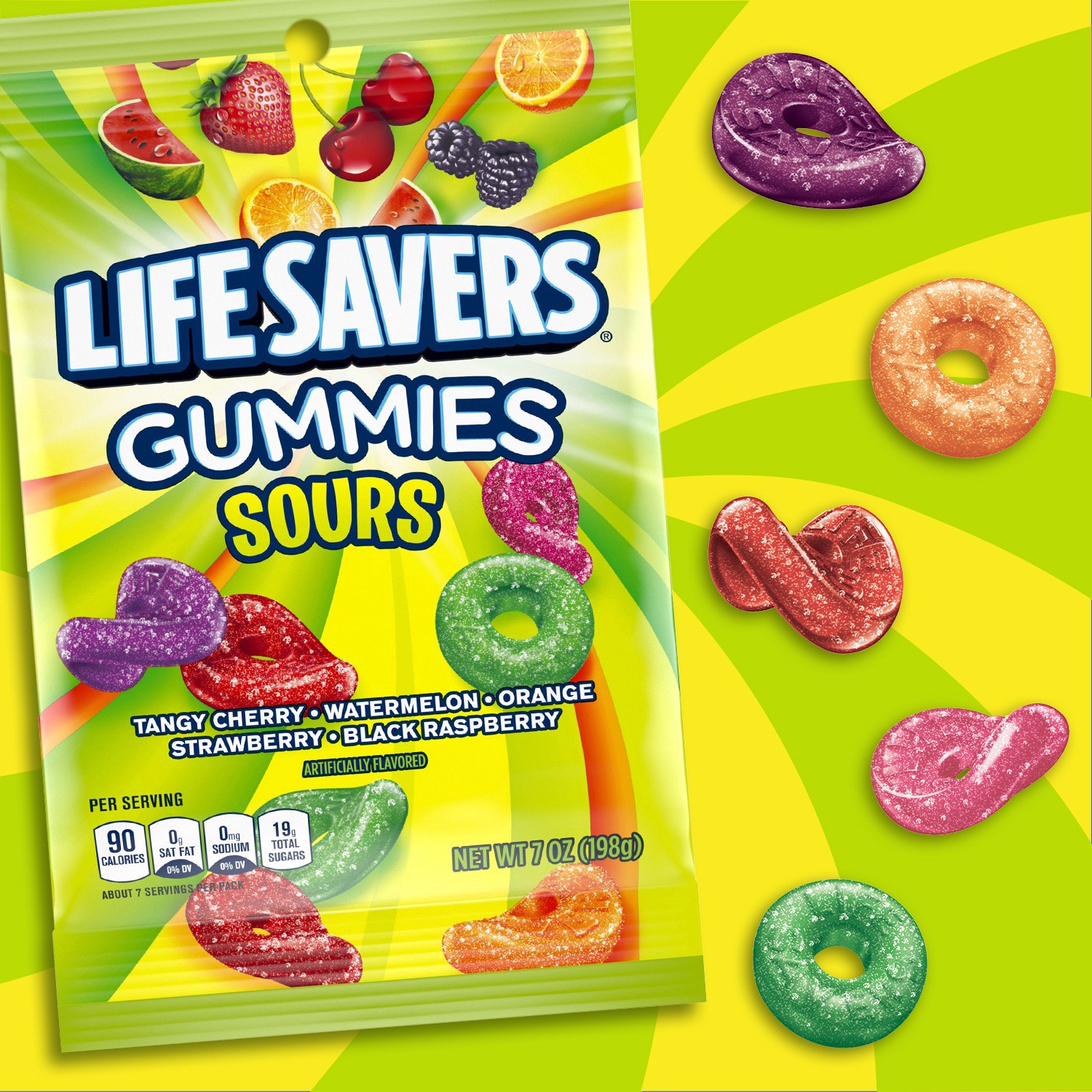 slide 5 of 8, LIFE SAVERS Sours Gummy Candy Bag, 7-Ounce, 7 oz