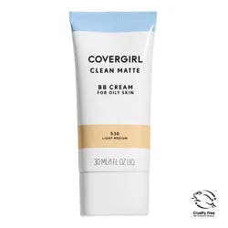 Covergirl Clean Matte BB Cream For Oily Skin, Oil- Free Finish BB Cream, 1 Fl Oz, Bb Cream Foundation, No Clogged Pores, Evens Skin Tone and Hides Blemishes, Water Based Foundation, Easy Application
