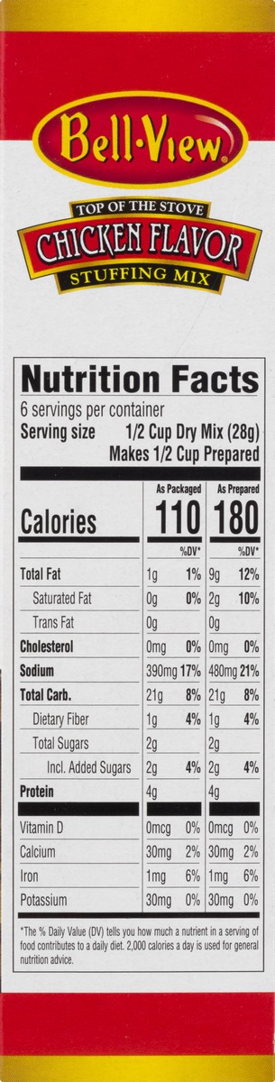 slide 9 of 13, Bell-View Chicken Flavor Stuffing Mix 6 oz, 6 oz