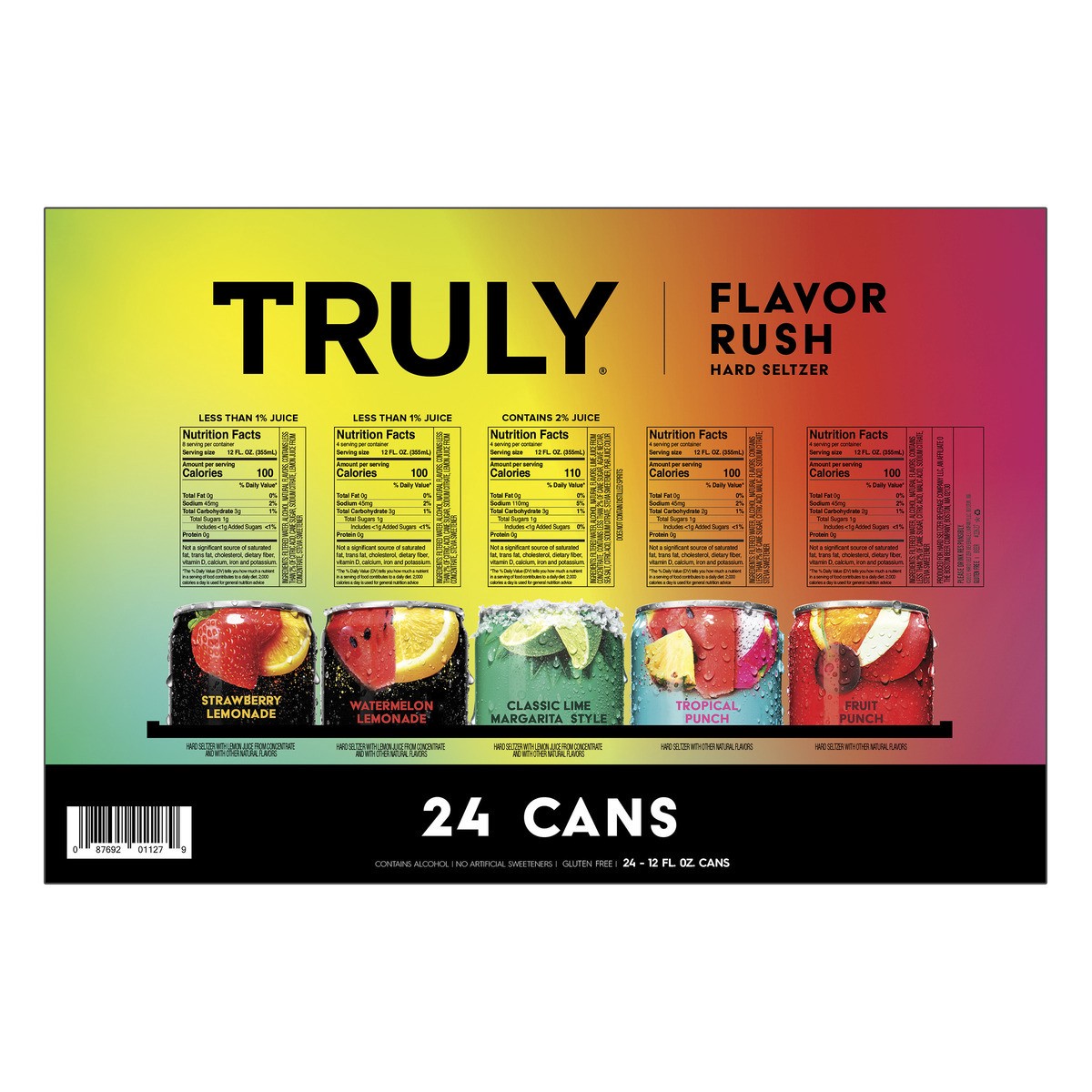 slide 3 of 7, TRULY Hard Seltzer Flavor Rush Variety Pack (12 fl. oz. Can, 24pk.), 24 ct; 12 oz