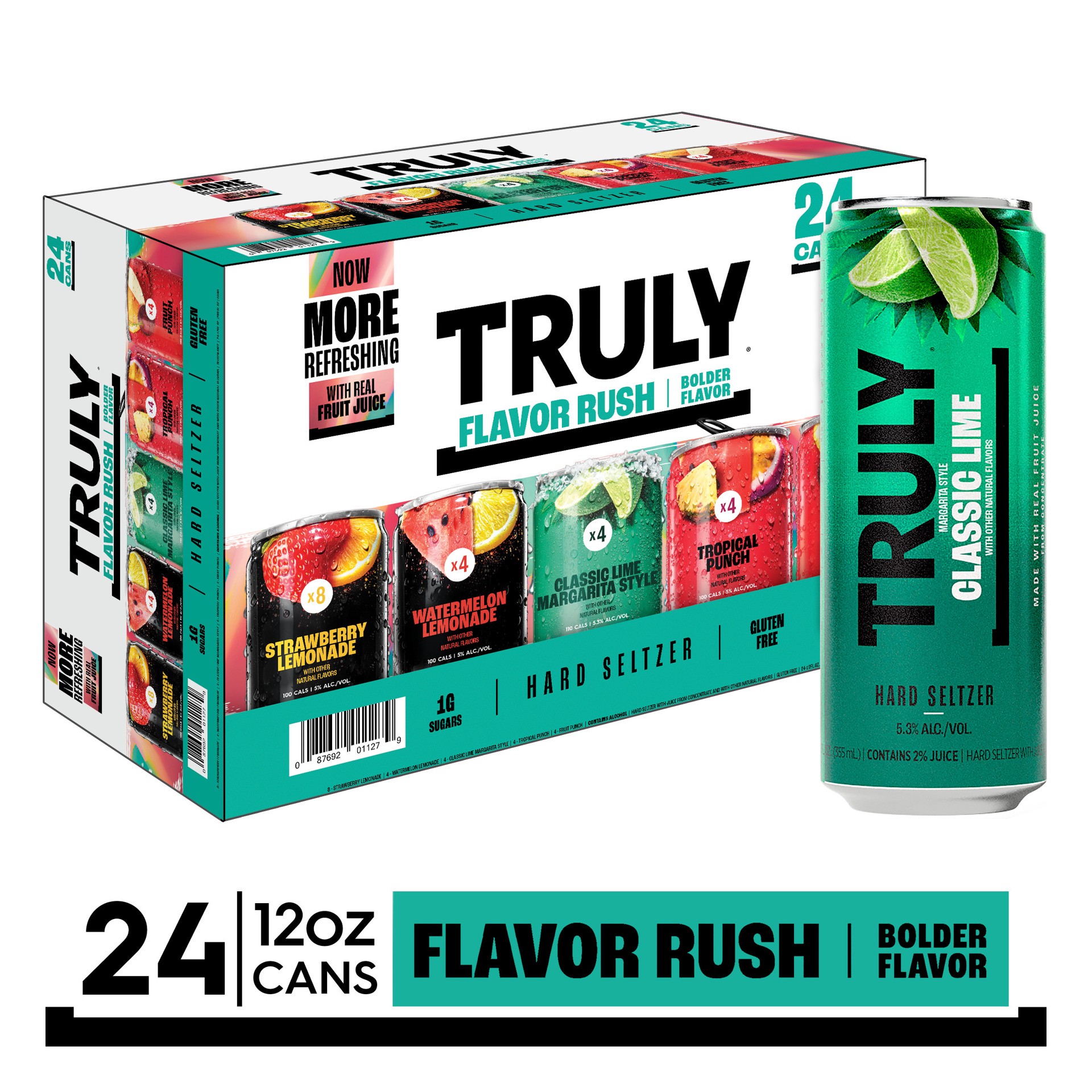 slide 1 of 7, TRULY Hard Seltzer Flavor Rush Variety Pack (12 fl. oz. Can, 24pk.), 24 ct; 12 oz