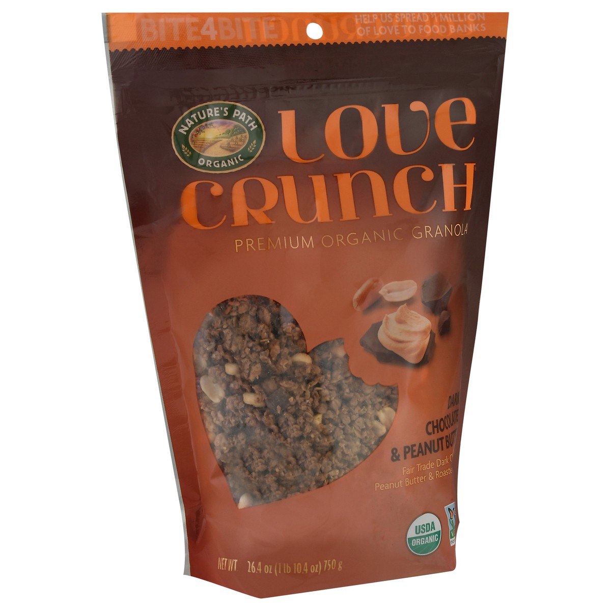 slide 8 of 9, Nature's Path Organic Love Crunch Dark Chocolate & Peanut Butter Premium Organic Granola 16.4 oz Pouch, 26.4 oz
