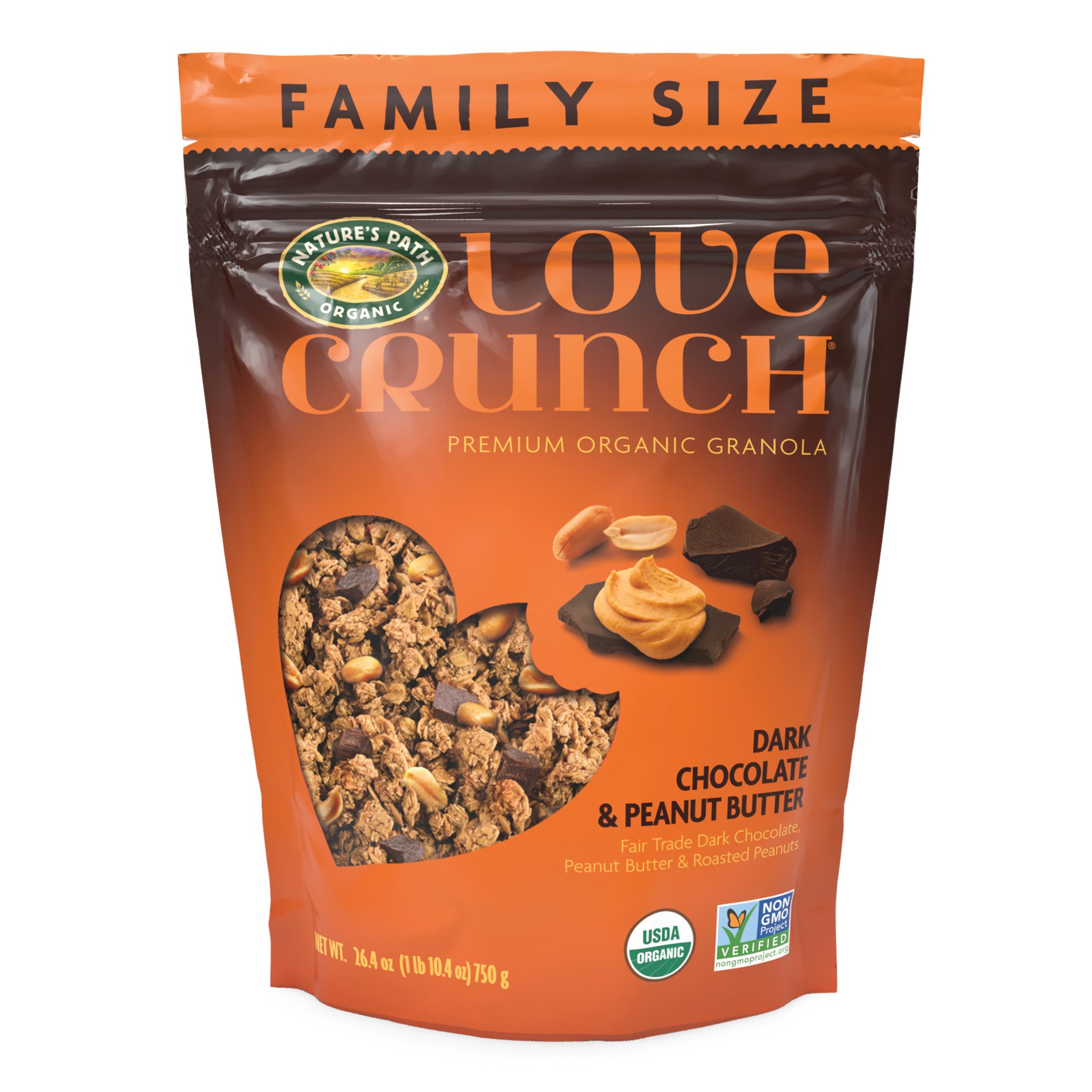 slide 1 of 9, Love Crunch Organic Dark Chocolate & Peanut Butter Granola 26.4oz Pouch, 26.4 oz