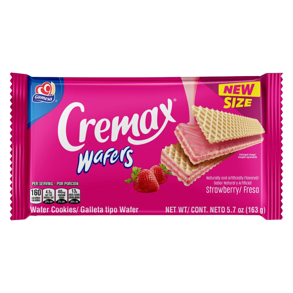 slide 1 of 2, Gamesa Cremax Strawberry Wafer Cookies, 5.7 oz