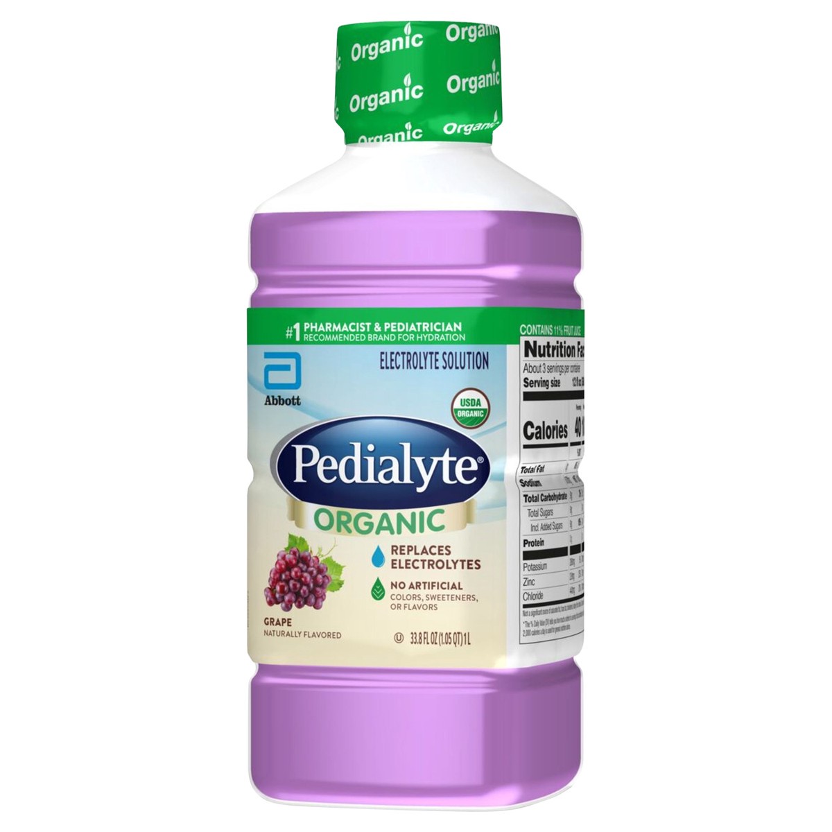 slide 4 of 5, Pedialyte Organic Grape Electrolyte Solution - 33.8 fl oz, 33.8 fl oz