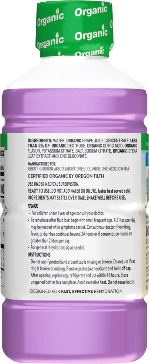 slide 3 of 5, Pedialyte Organic Grape Electrolyte Solution - 33.8 fl oz, 33.8 fl oz