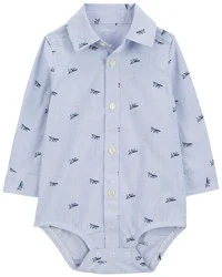 Oshkosh Baby Airplane Print Long-Sleeve Bodysuit Blue 3M