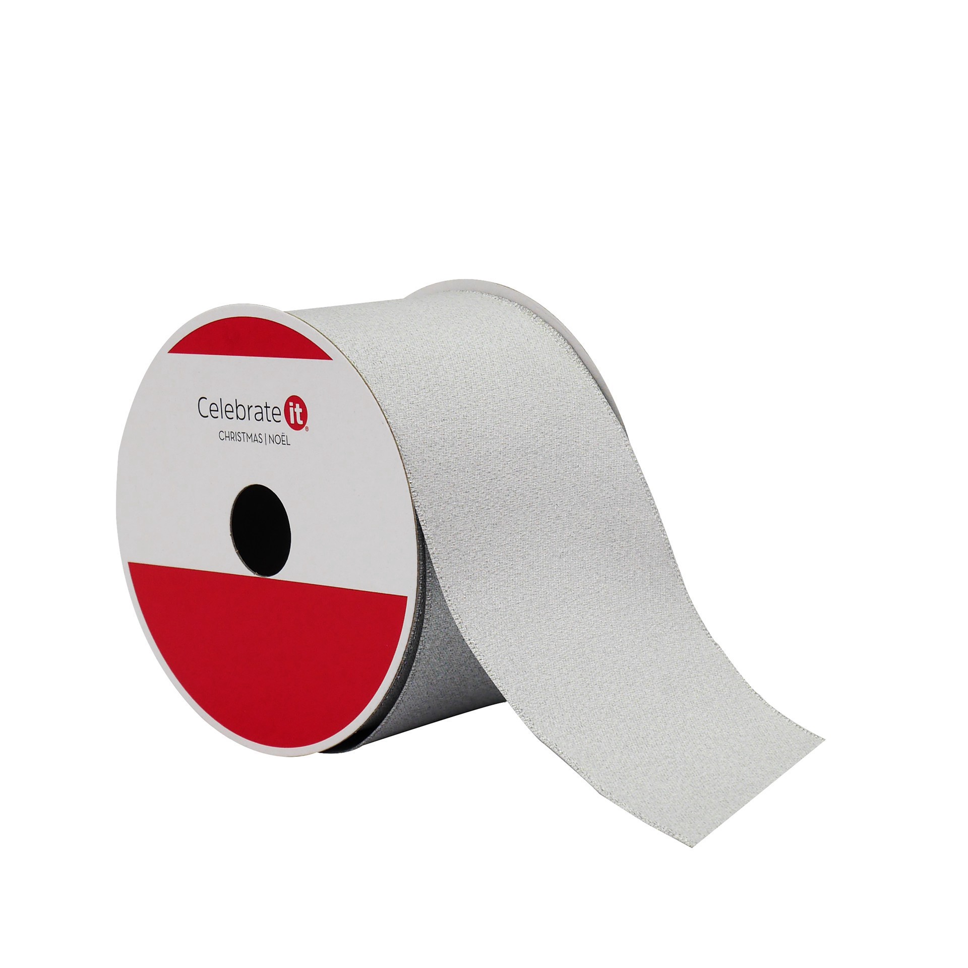 slide 2 of 3, 2.5" X 20ft. Silver Shimmer Wired Ribbon By Celebrate It, 2.5 in x 20 ft