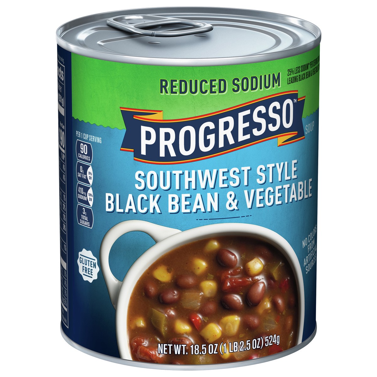 slide 7 of 9, Progresso Reduced Sodium, Southwest Style Black Bean & Vegetable Canned Soup, Gluten Free, 18.5 oz., 18.5 oz