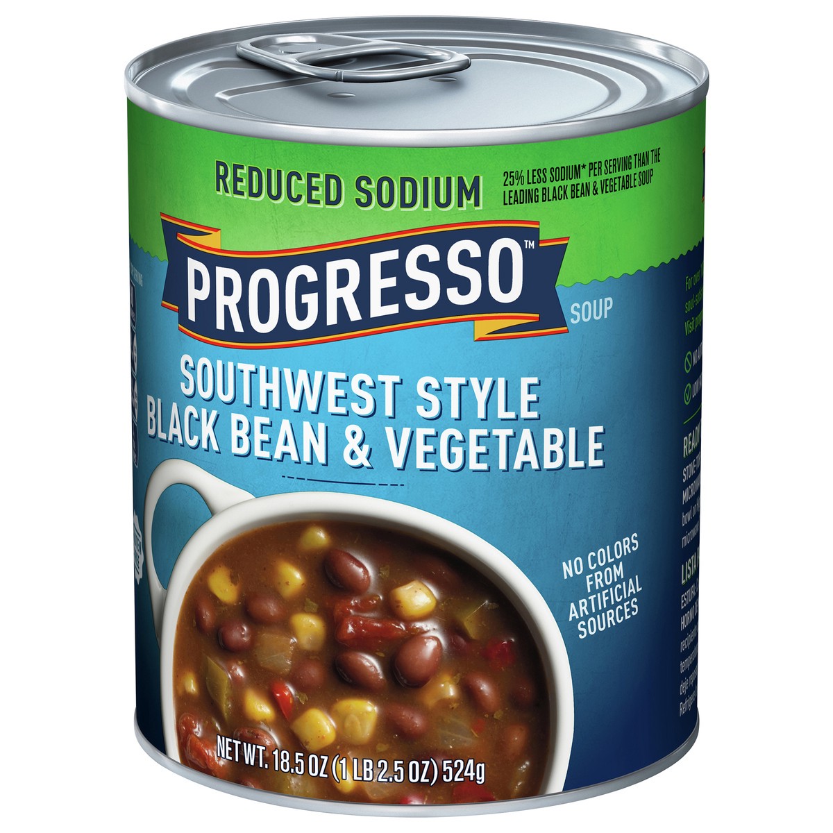 slide 9 of 9, Progresso Reduced Sodium, Southwest Style Black Bean & Vegetable Canned Soup, Gluten Free, 18.5 oz., 18.5 oz