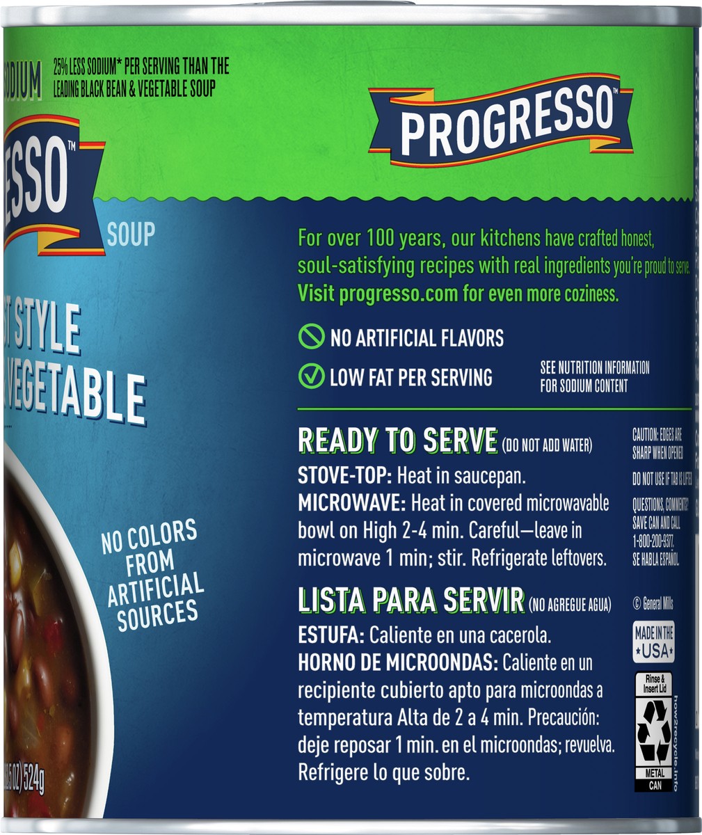 slide 2 of 9, Progresso Reduced Sodium, Southwest Style Black Bean & Vegetable Canned Soup, Gluten Free, 18.5 oz., 18.5 oz