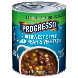 Progresso Reduced Sodium, Southwest Style Black Bean & Vegetable Canned Soup, Gluten Free, 18.5 oz.