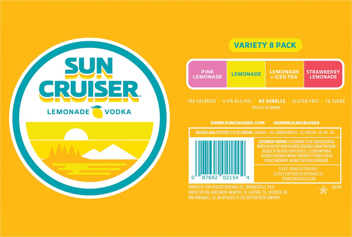 slide 11 of 13, Sun Cruiser Lemonade Variety 8 Pack Cans, 8 ct; 12 oz