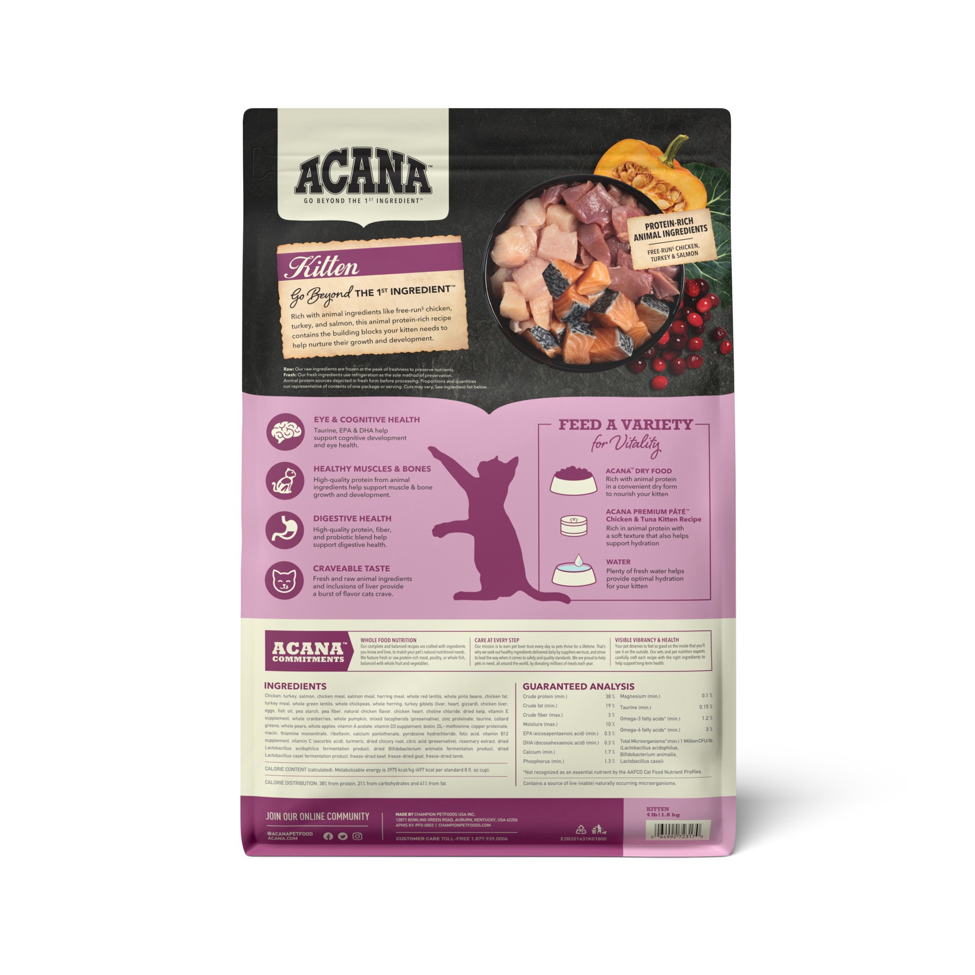 slide 3 of 5, ACANA Highest Protein Dry Food for Kittens, 4 lbs., 4 lb