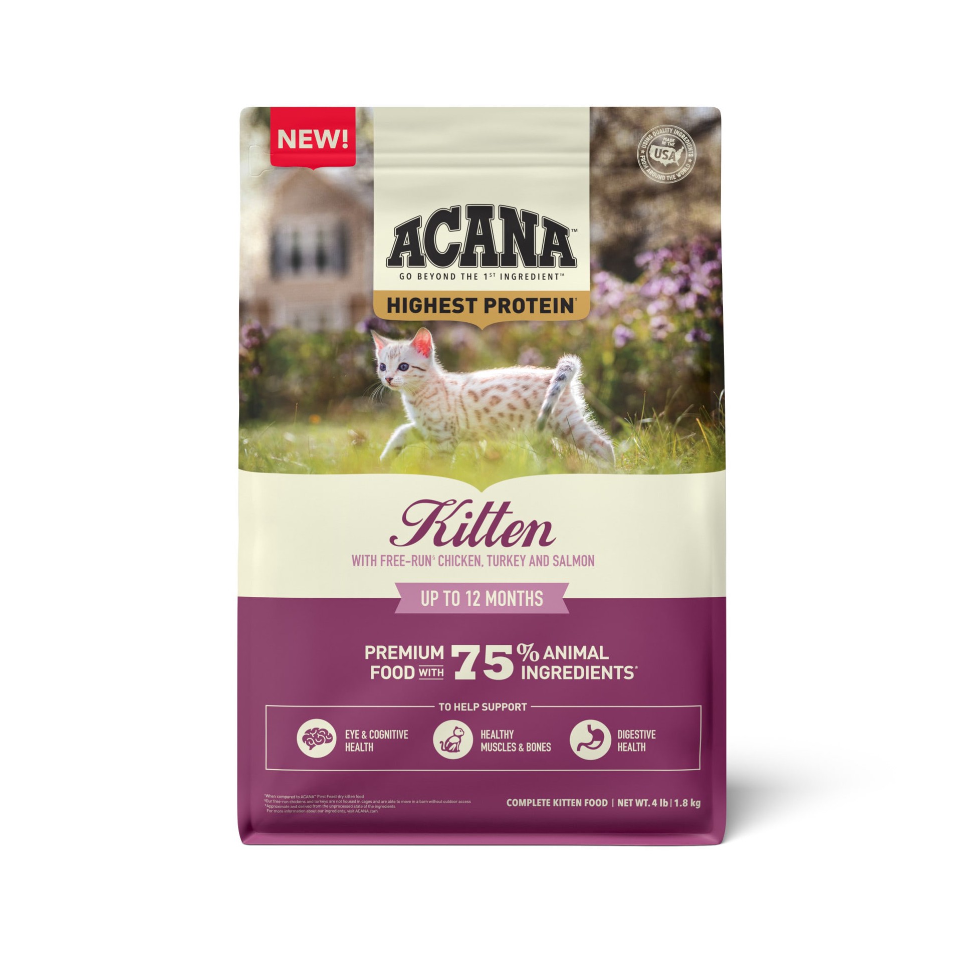 slide 1 of 5, ACANA Highest Protein Dry Food for Kittens, 4 lbs., 4 lb
