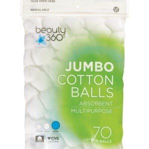 slide 1 of 1, Beauty 360 Jumbo Absorbent Cotton Balls, 70 ct