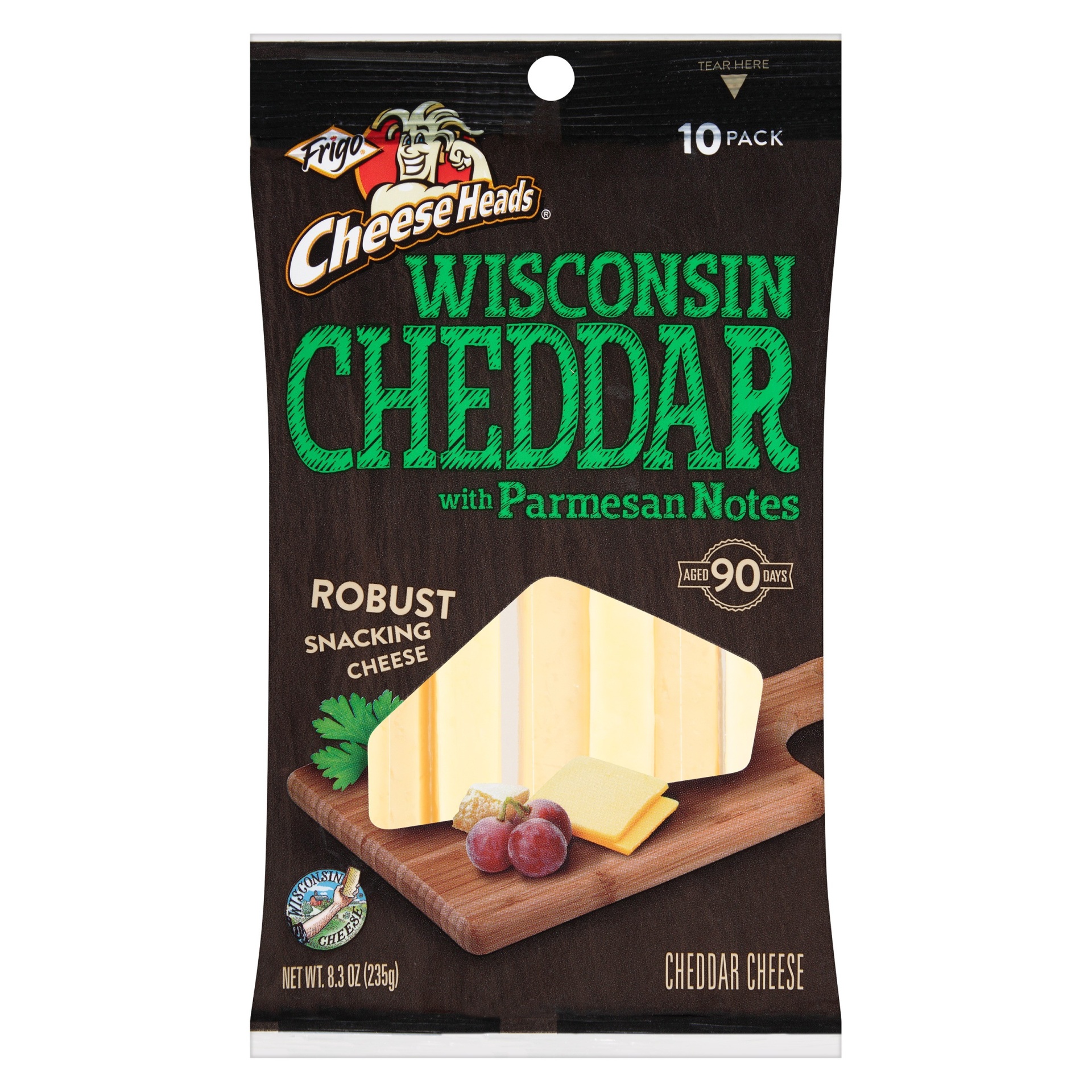 slide 1 of 6, Frigo Cheese Heads Wisconsin Cheddar With Parmesan Notes Cheese Sticks, 8.3 oz