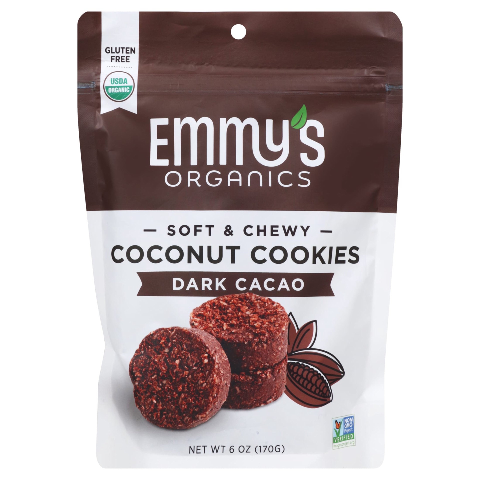slide 7 of 7, Emmy's Organics Dark Cacao Coconut Cookies, 6 oz, 9 ct