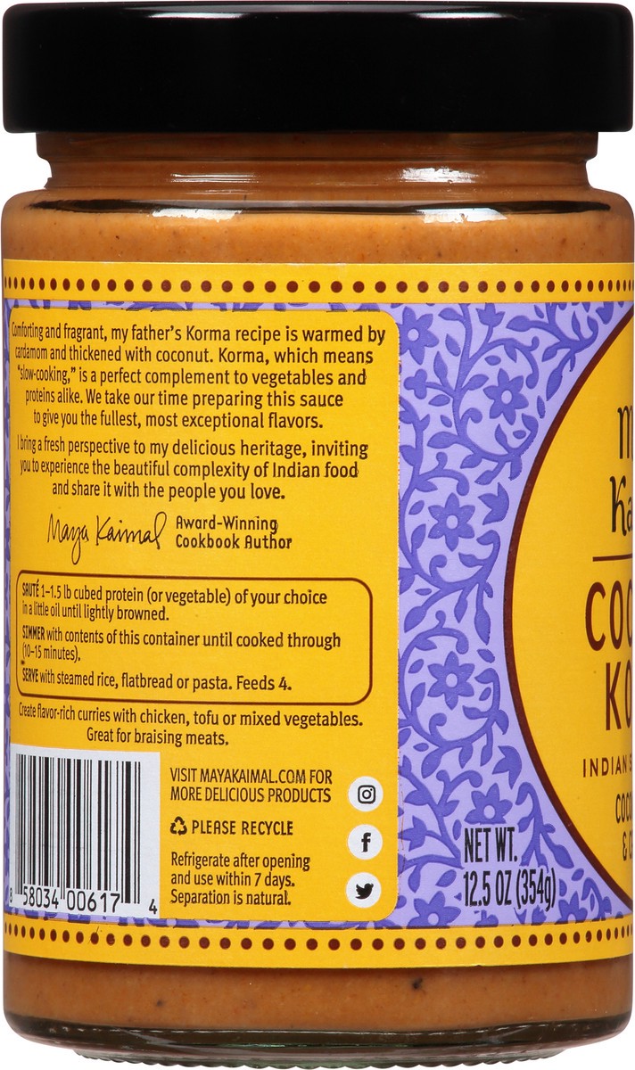 slide 11 of 14, Maya Kaimal Mild Coconut Korma Indian Simmer Sauce 12.5 oz, 12.5 oz