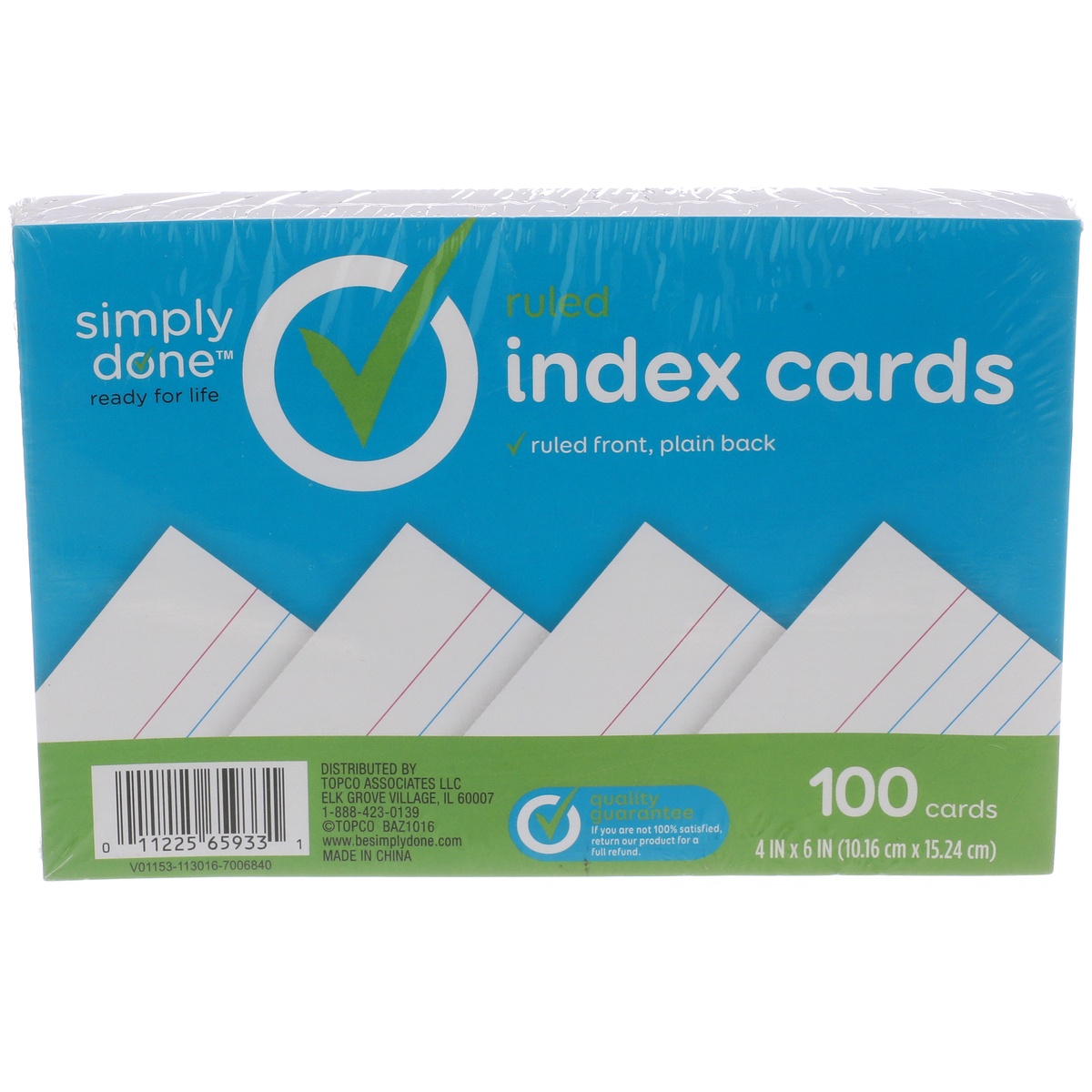 slide 1 of 1, Simply Done Ruled Index Cards, 100 ct