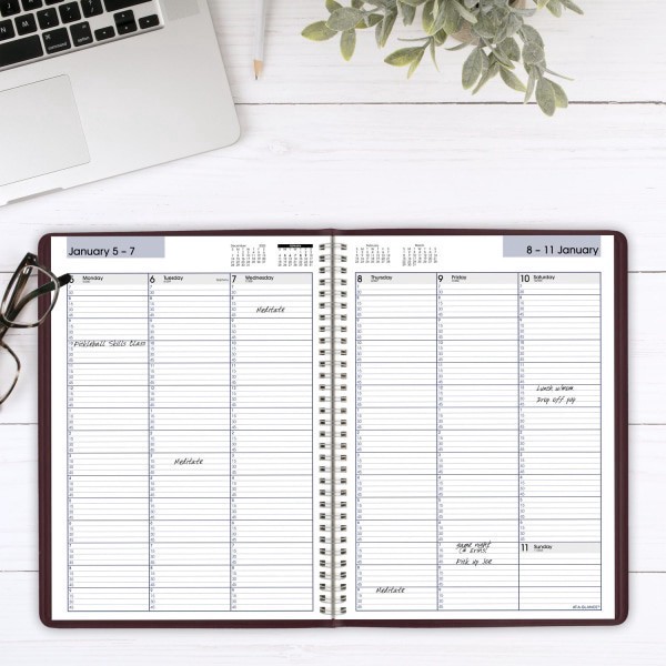 slide 8 of 8, AT-A-GLANCE® DayMinder® 2026 Weekly Appointment Book Planner, Burgundy, Large, 8"" x 11"", 1 ct