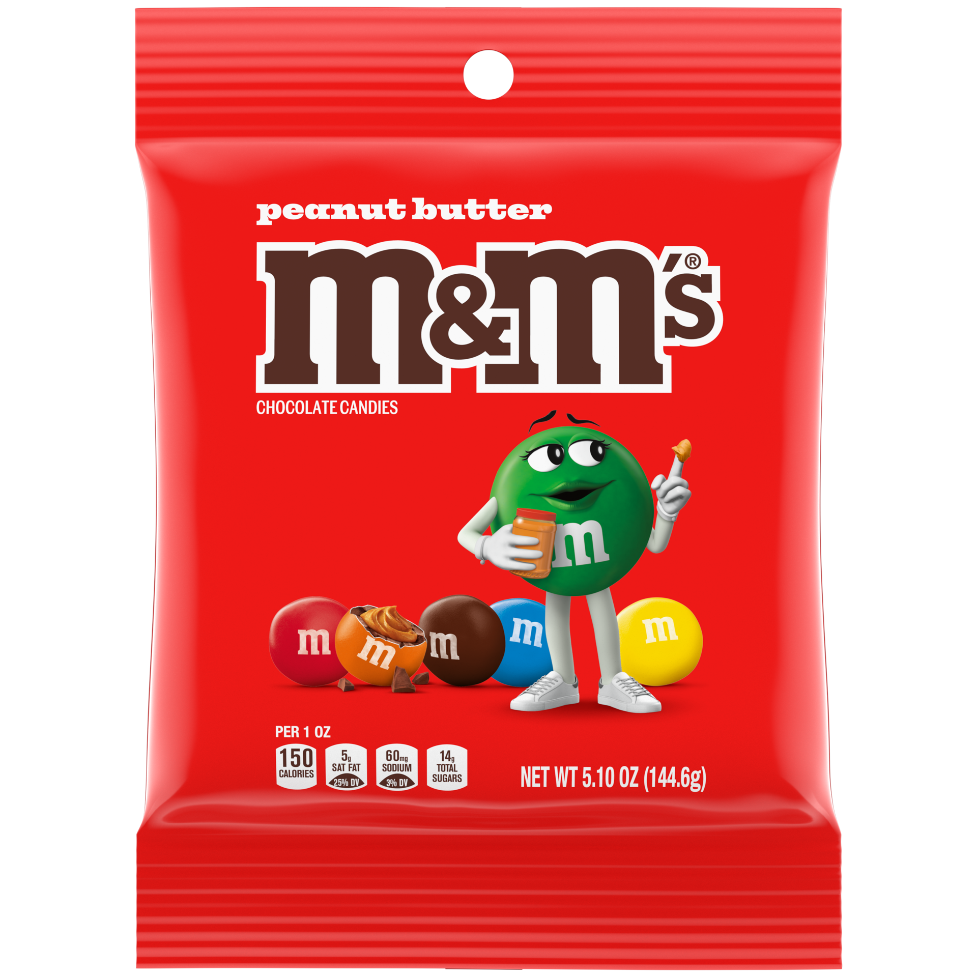 slide 1 of 5, M&M's Peanut Butter Milk Chocolate Candy, 5.1 oz Bag, 5.1 oz
