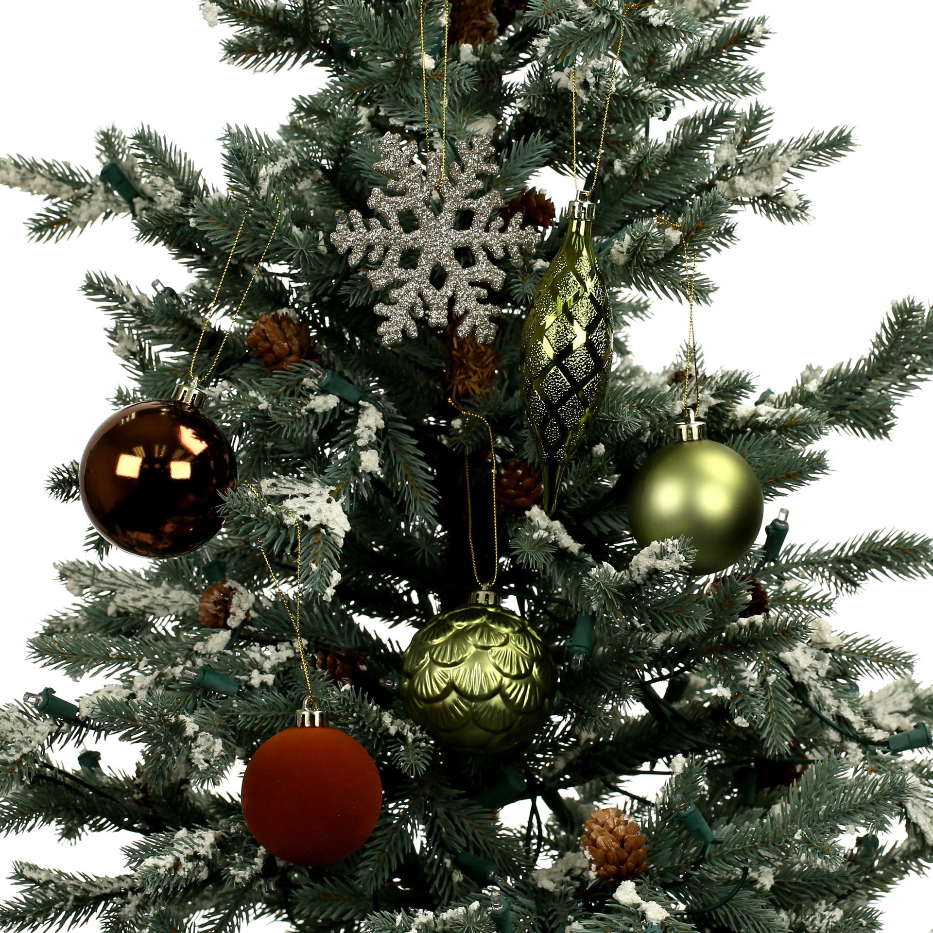 slide 2 of 3, 40 Pack Forest Shatterproof Ball, Teardop & Snowflake Ornaments By Ashland, 40 ct