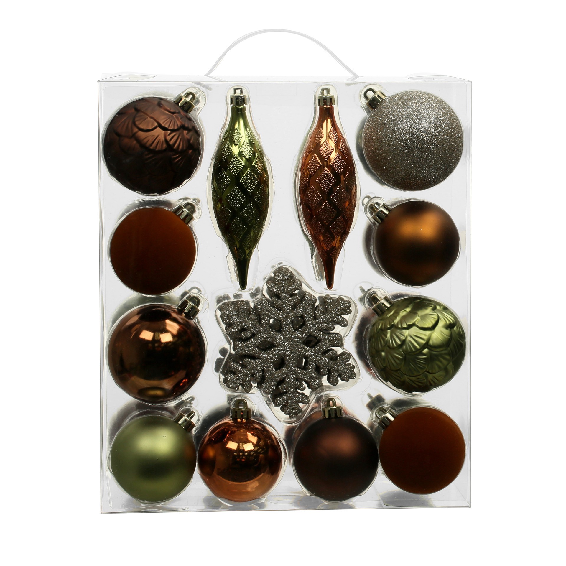 slide 3 of 3, 40 Pack Forest Shatterproof Ball, Teardop & Snowflake Ornaments By Ashland, 40 ct