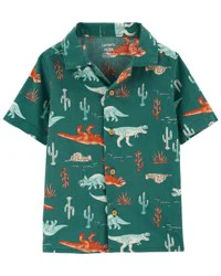 Carters Baby Button-Front Dinosaur-Print Shirt Green 6M