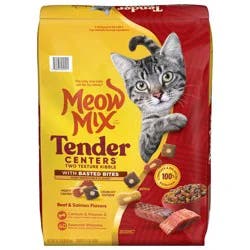 Meow Mix Tender Centers Dry Cat Food with Basted Bites, Beef & Salmon Flavors, 14.2 Pound Bag