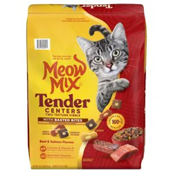 Meow Mix Tender Centers Dry Cat Food with Basted Bites, Beef & Salmon Flavors, 14.2 Pound Bag