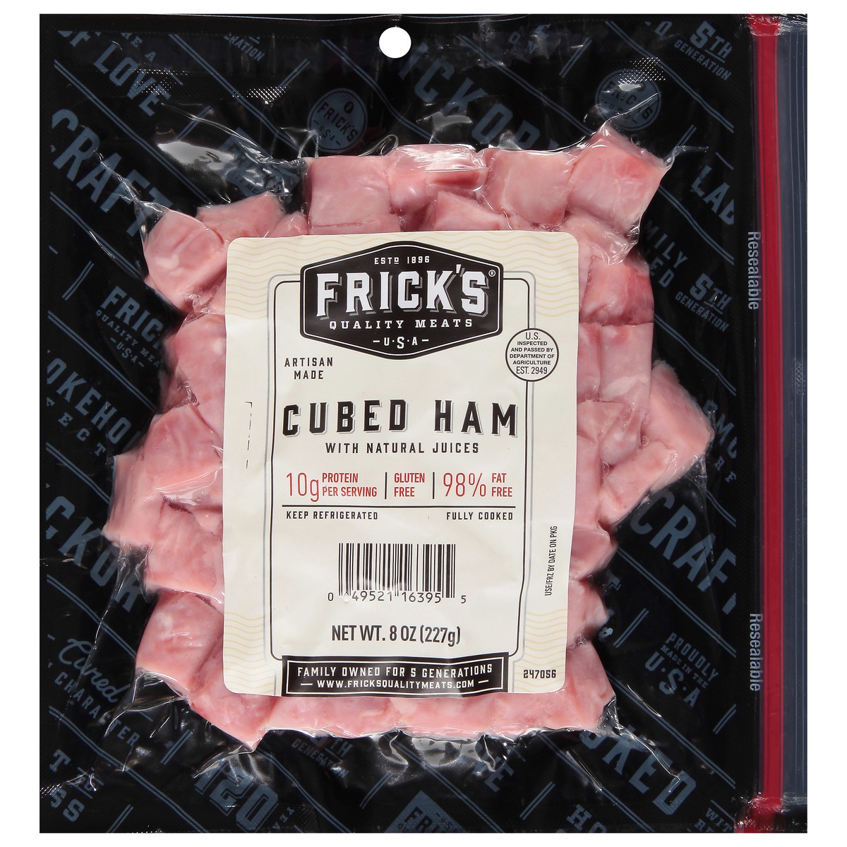 slide 1 of 4, Frick's Cubed Ham with Natural Juices 8 oz, 8 oz