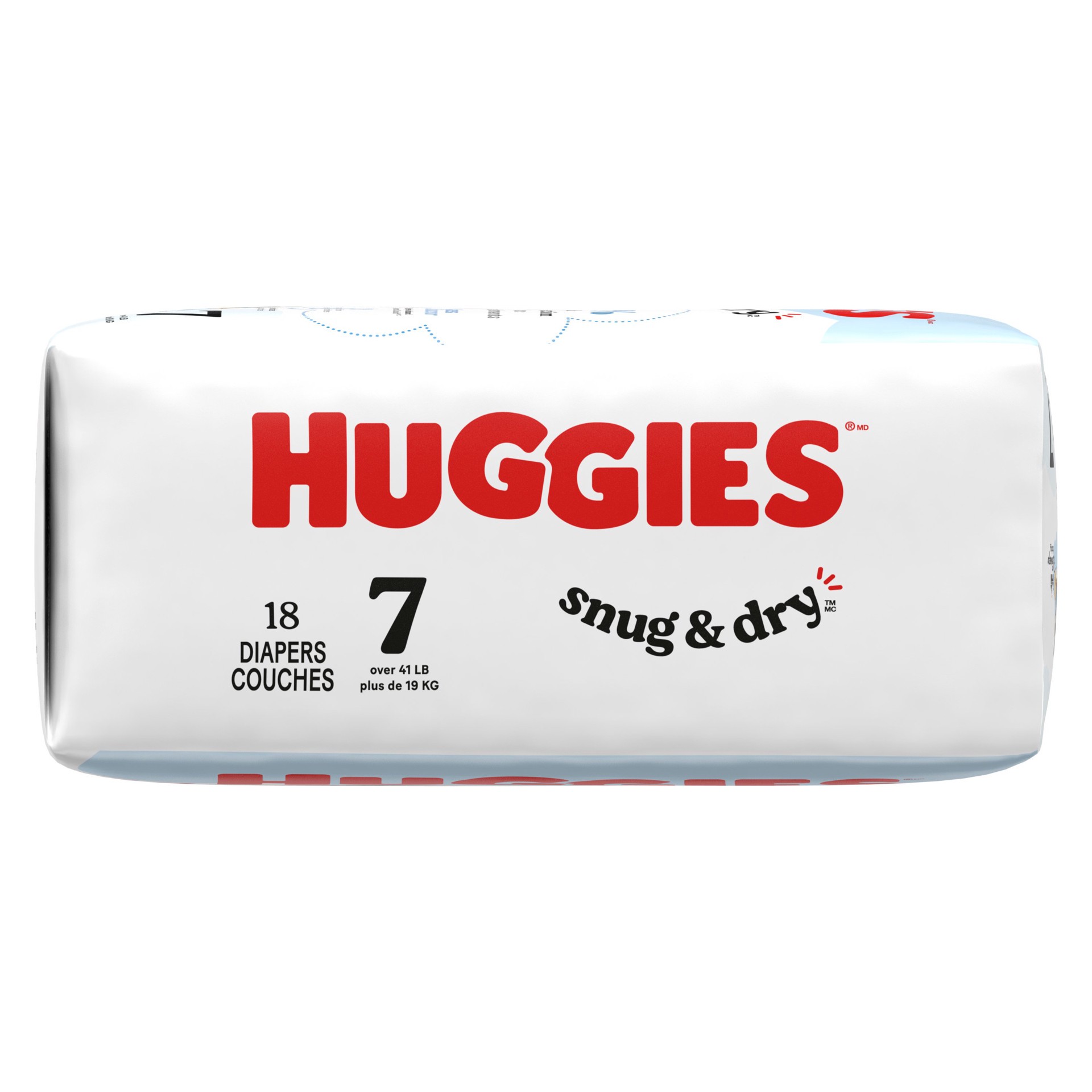 slide 4 of 7, Huggies Snug & Dry Baby Diapers, Size 7 (41+ lbs), 18 Ct, 18 ct