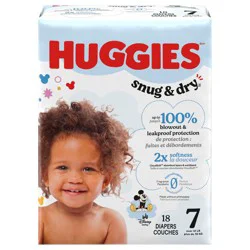 Huggies Snug & Dry Baby Diapers, Size 7 (41+ lbs), 18 Ct