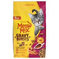 Meow Mix Gravy Bursts, Savory Chicken Flavor Mix, Gravy Filled Dry Cat Food, 3 lb