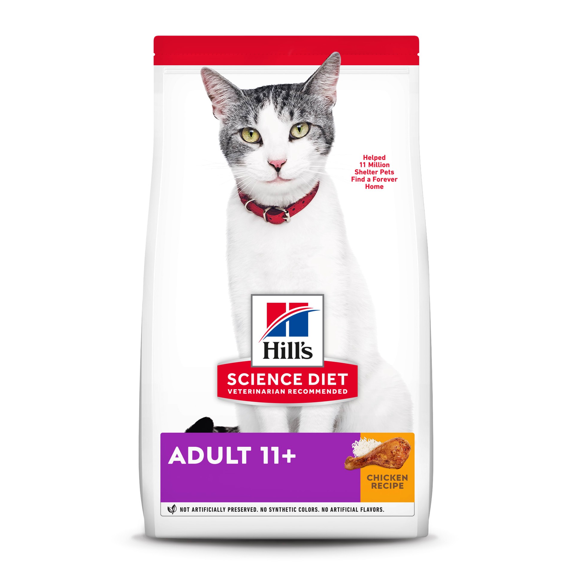 slide 1 of 1, Hill's Science Diet Adult 11+ Chicken Recipe Dry Cat Food, 15.5 lb