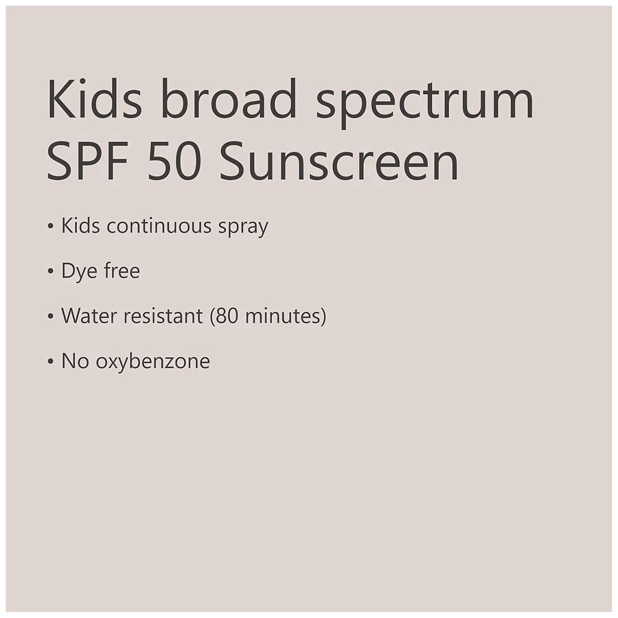 slide 3 of 5, Walgreens Kids Dye Free Paraben Free Spf 50 Continuous Spray Sunscreen, 5.5 oz