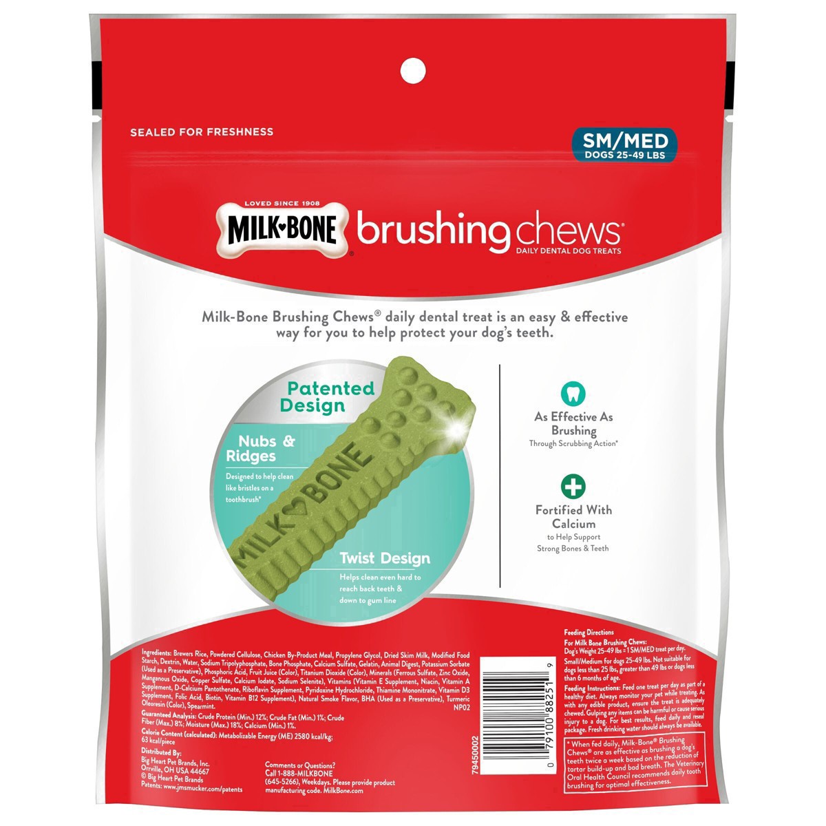 slide 9 of 21, Milk-Bone Brushing Chews Daily Dental Dog Treats, Fresh Breath, Small/Medium, 19.6 Oz. Bags, 25 Bones Per Bag (Pack of 5), 25 ct