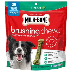 Milk-Bone Brushing Chews Daily Dental Dog Treats, Fresh Breath, Small/Medium, 19.6 oz Bags, 25 Bones Per Bag (Pack of 5)