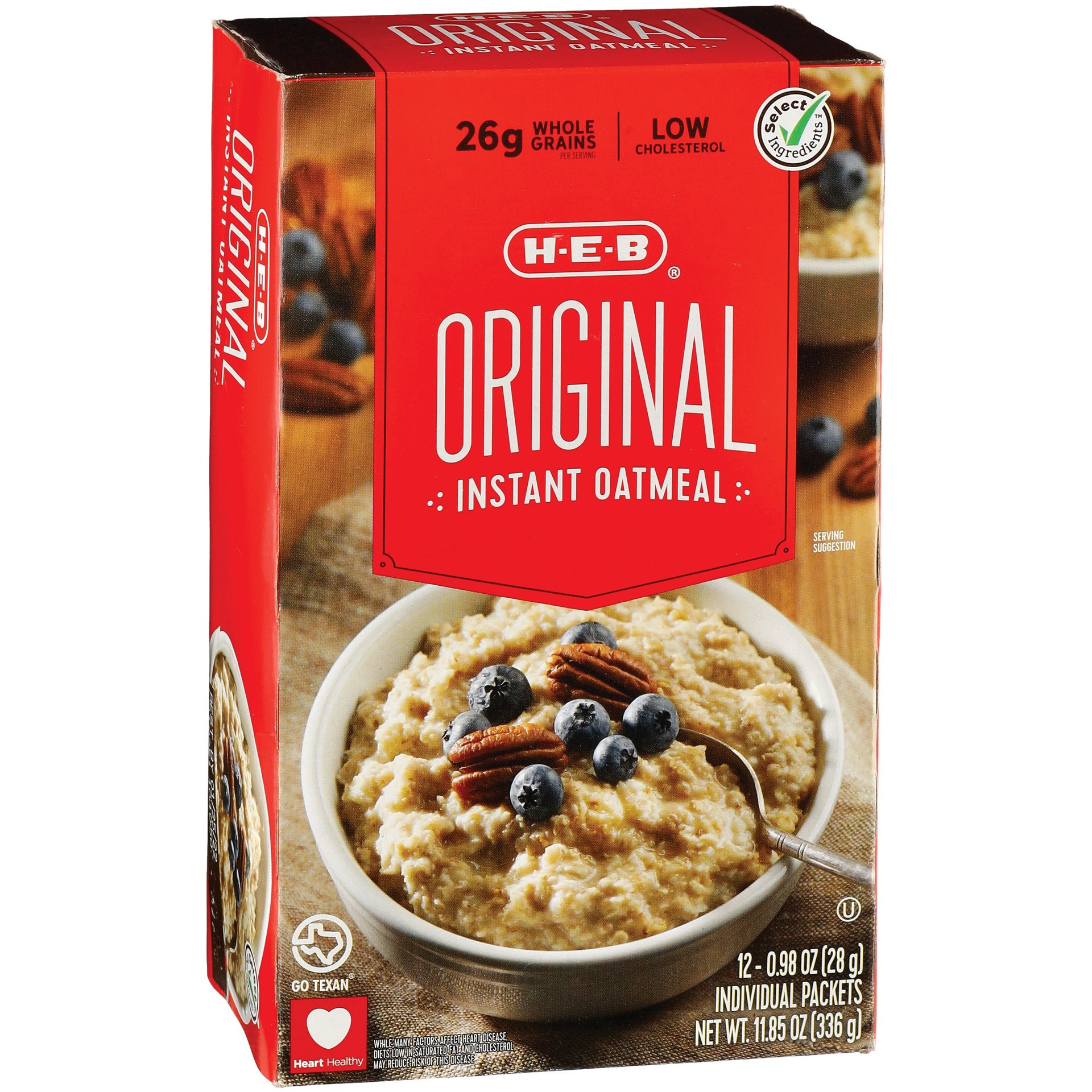 slide 1 of 1, H-E-B Instant Original Oatmeal, 12 ct