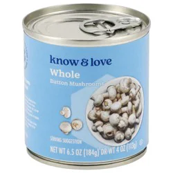 Know & Love Whole Mushrooms 4 Ounces