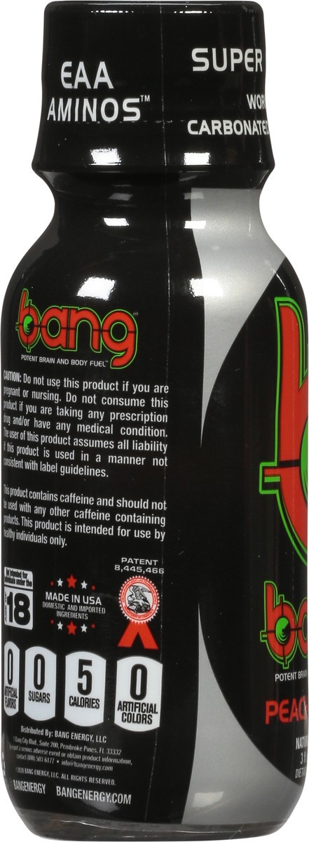 slide 12 of 12, Bang Carbonated Peach Mango Energy Shot 3 fl oz, 3 oz