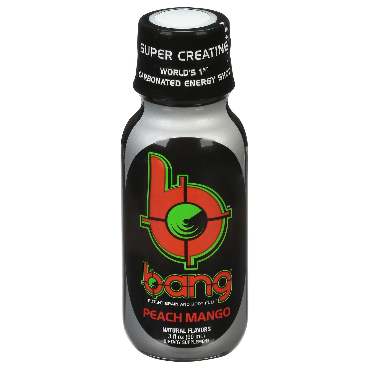 slide 1 of 12, Bang Carbonated Peach Mango Energy Shot 3 fl oz, 3 oz