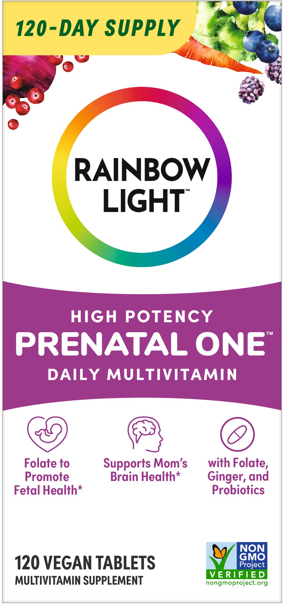 slide 1 of 1, Rainbow Light High-Potency Prenatal One Daily Multivitamin, 120 Count, 1 Bottle, 120 ct