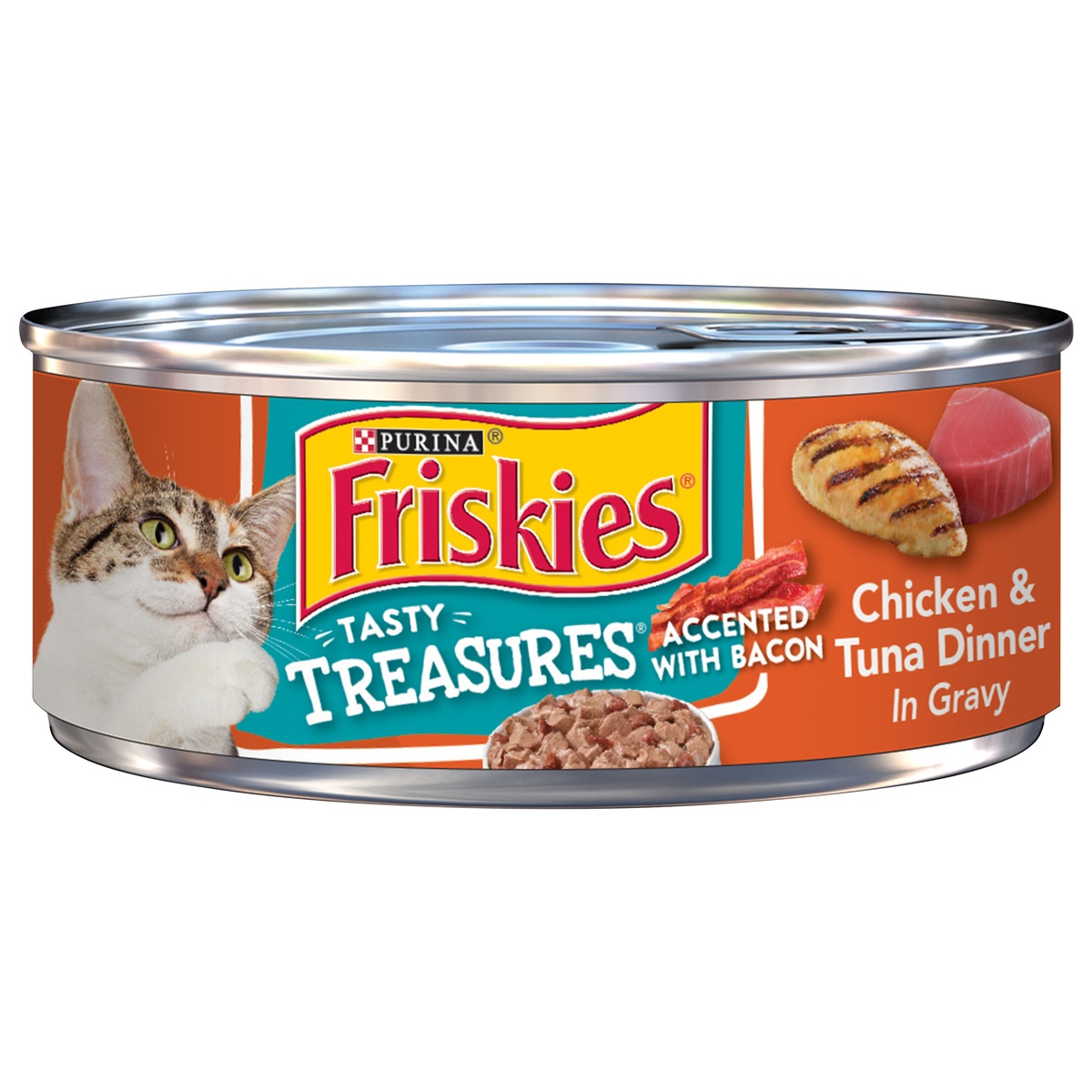 slide 1 of 1, Friskies Tasty Treasures Chicken & Tuna Dinner in Gravy Cat Food, 5.5 oz