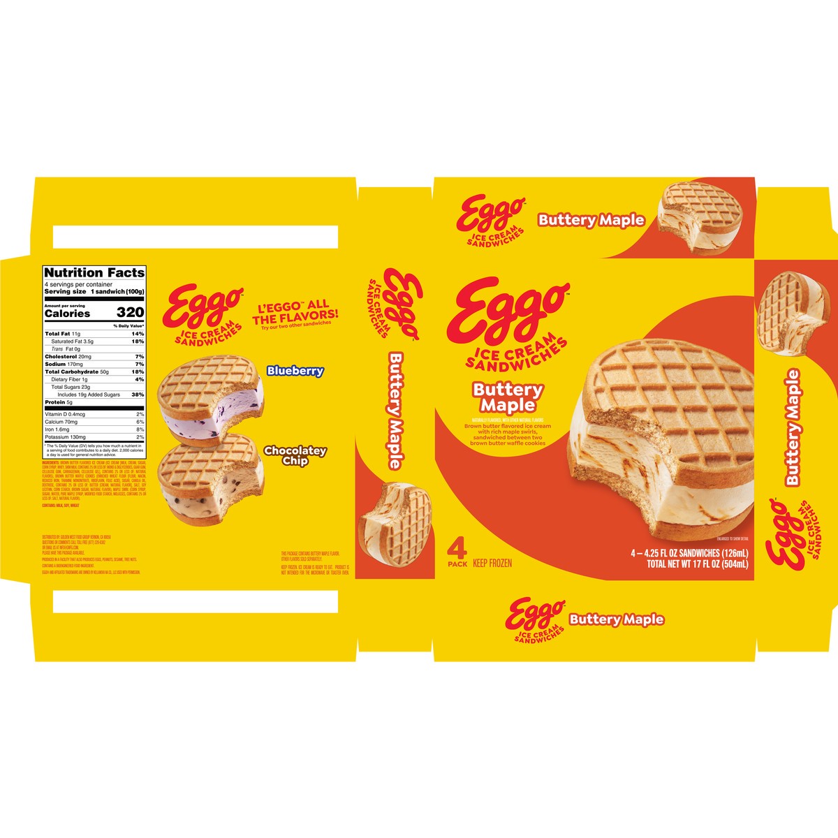 slide 2 of 9, Eggo Kellogg's Eggo Buttery Maple Ice Cream Sandwiches, 4 ct