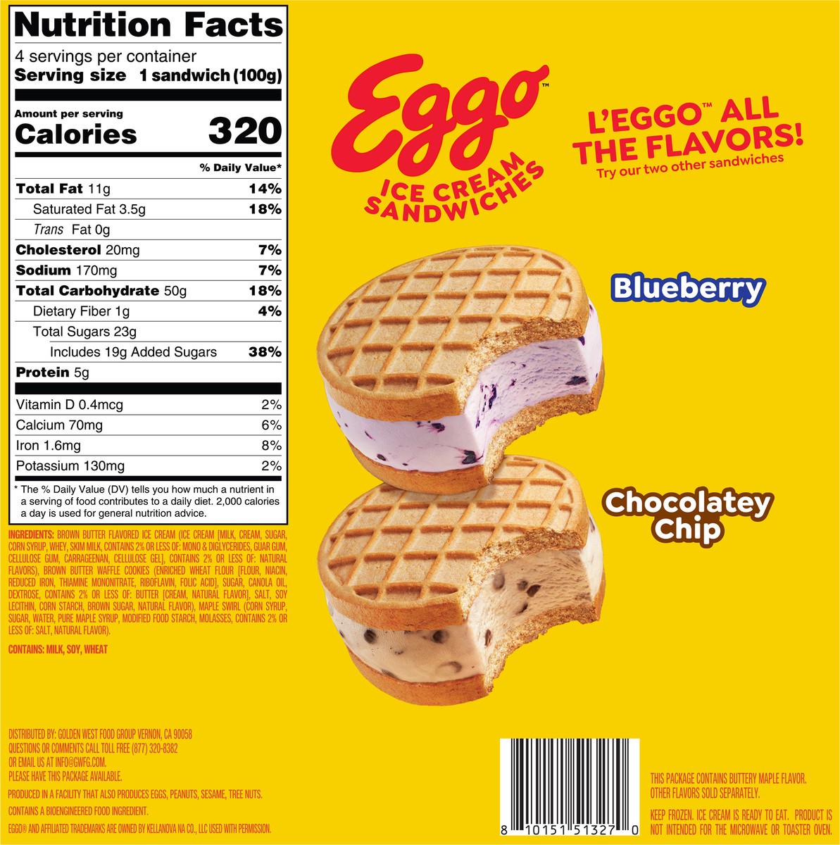 slide 3 of 9, Eggo Kellogg's Eggo Buttery Maple Ice Cream Sandwiches, 4 ct
