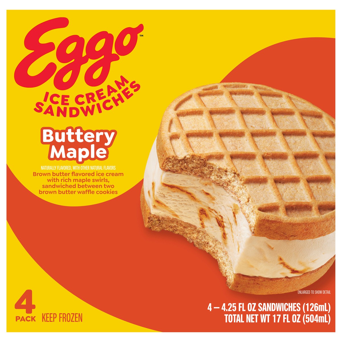 slide 1 of 9, Eggo Kellogg's Eggo Buttery Maple Ice Cream Sandwiches, 4 ct