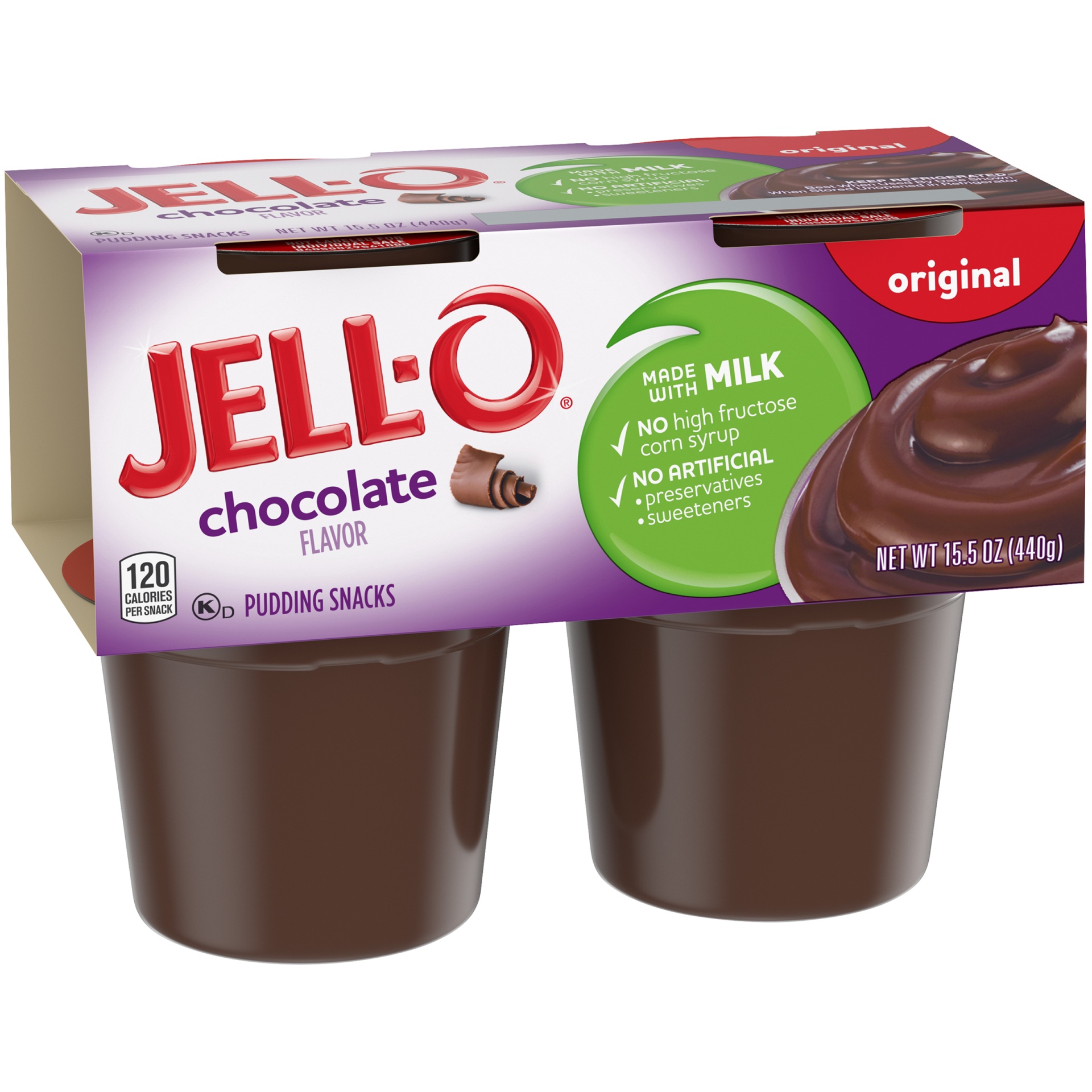 slide 2 of 6, Jell-O Original Chocolate Ready-to-Eat Pudding Cups Snack Cups, 4 ct; 3.9 oz